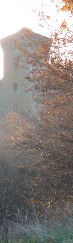 Château de Branzac dans la brume d'automne