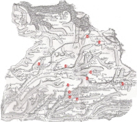 Carte des implantations des châteaux vers le XIIè siècle