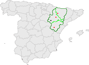 L'Aragon et ses principales villes: seules les provinces de Huesca et Zaragoza sont concernées sur cette page
